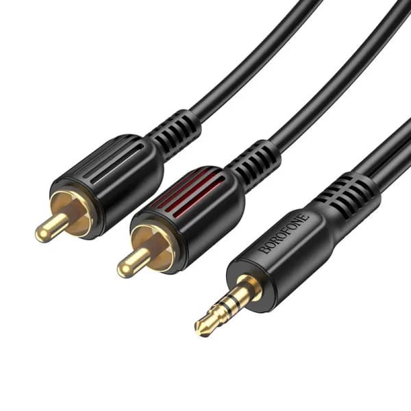 CABLU AUDIO Borofone "BL11", 1 x Jack 3.5mm (T) la 2 x RCA (T), lungime cablu 1.5m, negru "6974443382204" — miniatură