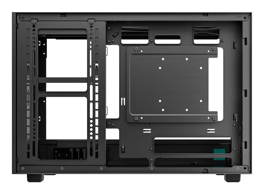 CARCASA DeepCool "CH260 WOOD", mini tower, gaming, fara sursa, suporta 6xfan, PSU shroud, USB Type-C x 1, USB 3.1 gen1 x 2, audio+mic, 4 sloturi expansiune, negru, "R-CH260-BKNWM0-G-1" — miniatură