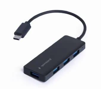 HUB extern GEMBIRD, porturi USB: USB-A 3.1 x 4, conectare prin USB Type-C, cablu 0.15 m, negru, "UHB-CM-U3P4-02" — miniatură