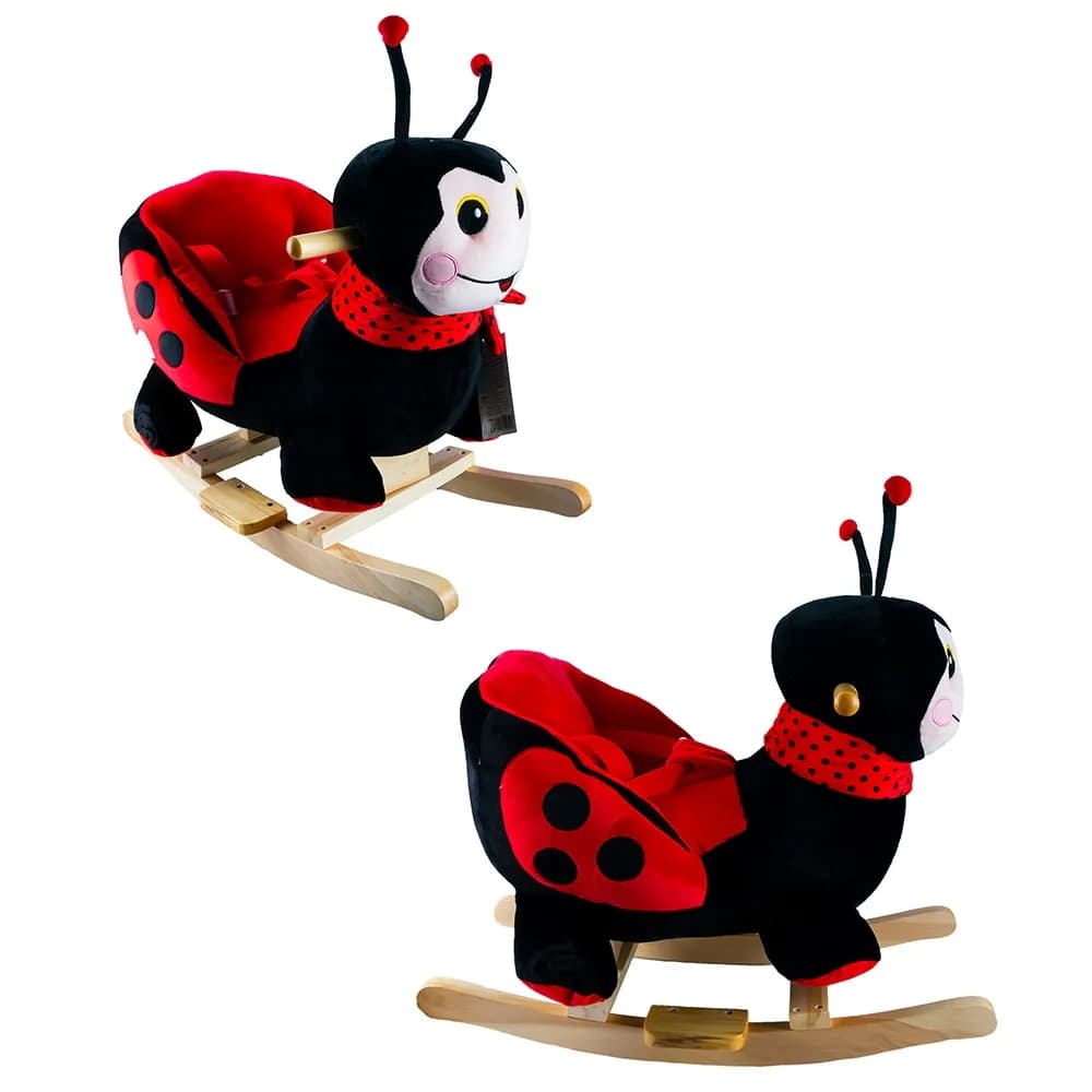 Balansoar pentru bebelusi, Buburuza, lemn + plus, 60x34x45 cm — miniatură