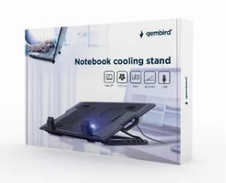 STAND GEMBIRD notebook 17", sita metal, fan 15cm cu led light, 1500rpm, 20cfm, ajustare inaltime 5 trepte, black, "NBS-1F17T-01"