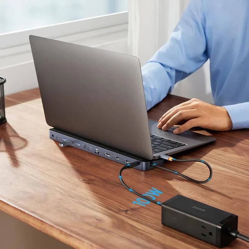 DOCKING Station Baseus EliteJoy Gen2 12-in-1, conectare PC USB-C,HDMIx2,USB3.0x3,PDx1,DPx1,SD/TFx1,RJ45x1,Type-C Datax1,jack 3.5mmx1, gri "WKSX030213" - 6932172613877 — miniatură