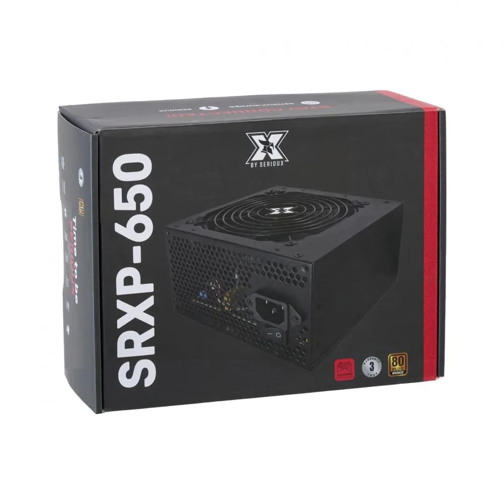 Sursa Serioux Energy 650W, 80+ BRONZE, Ventilator 12cm, ATX, material metal, cabluri: 20+4-pin, 1x4+4-pin, 2x6+2-pin, negru — miniatură