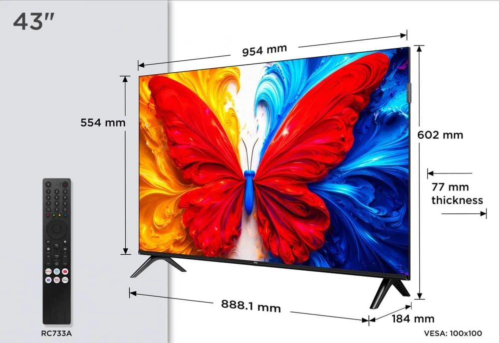 Televizor TCL QLED 43S5L, 108 cm, Smart Android TV, Full HD, Clasa F (Model 2026) — miniatură