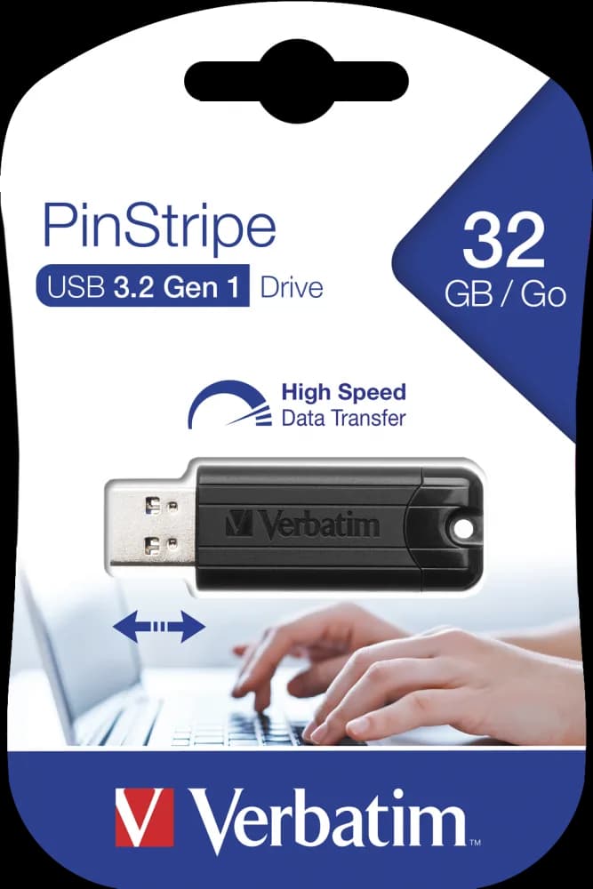 MEMORIE USB VERBATIM PINSTRIPE 32GB USB 3.0 NEGRU "49317" — miniatură