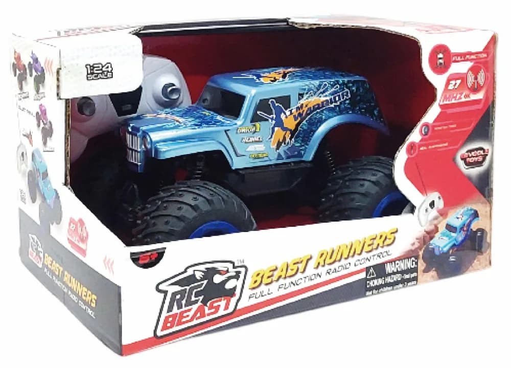 MASINUTA CU TELECOMANDA TIP CAMION BEAST RUNNERS, SCARA 1/24, 21CM, ALBASTRU — miniatură