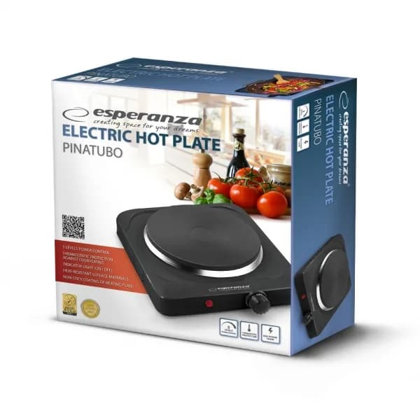 Plita electrica Esperanza Pinatubo EKH002K 1500W 18.5 cm Neagru "EKH002K" — miniatură