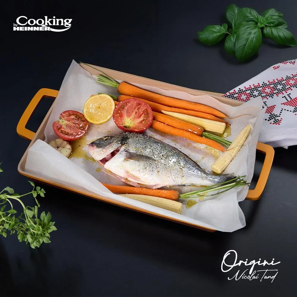 TAVA GRATAR ALUMINIU TURNAT 36 x 26.4 x 4 CM, NICOLAI TAND, ORIGINI, COOKING BY HEINNER — miniatură