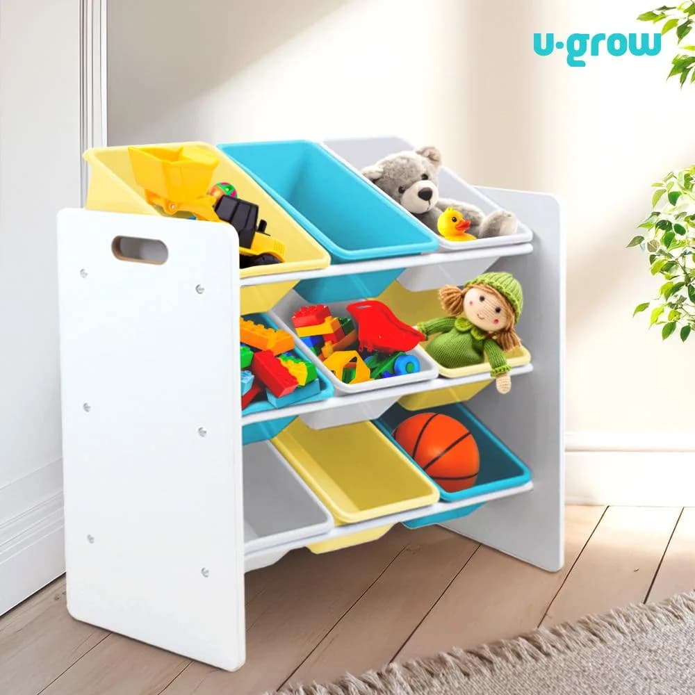 Raft depozitare jucarii cu 9 cosuri blue/galben, U-Grow — miniatură