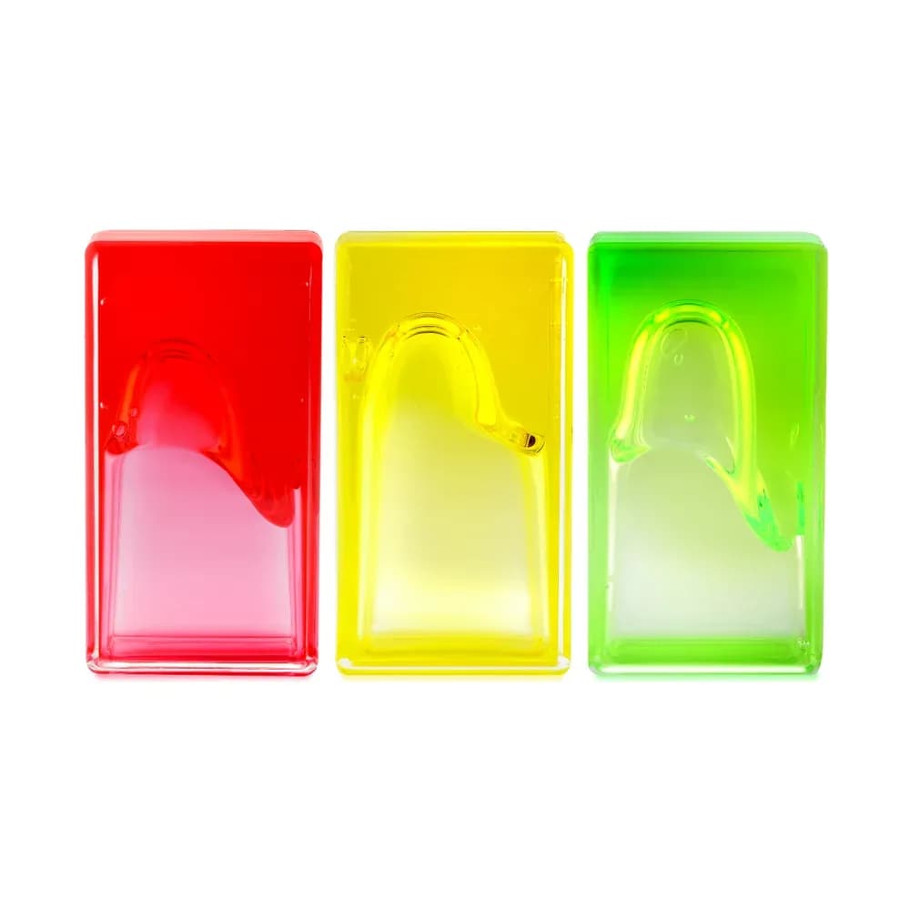 Tuburi cu gel curgator de framantat (3x dreptunghi) galben, rosu si verde — miniatură