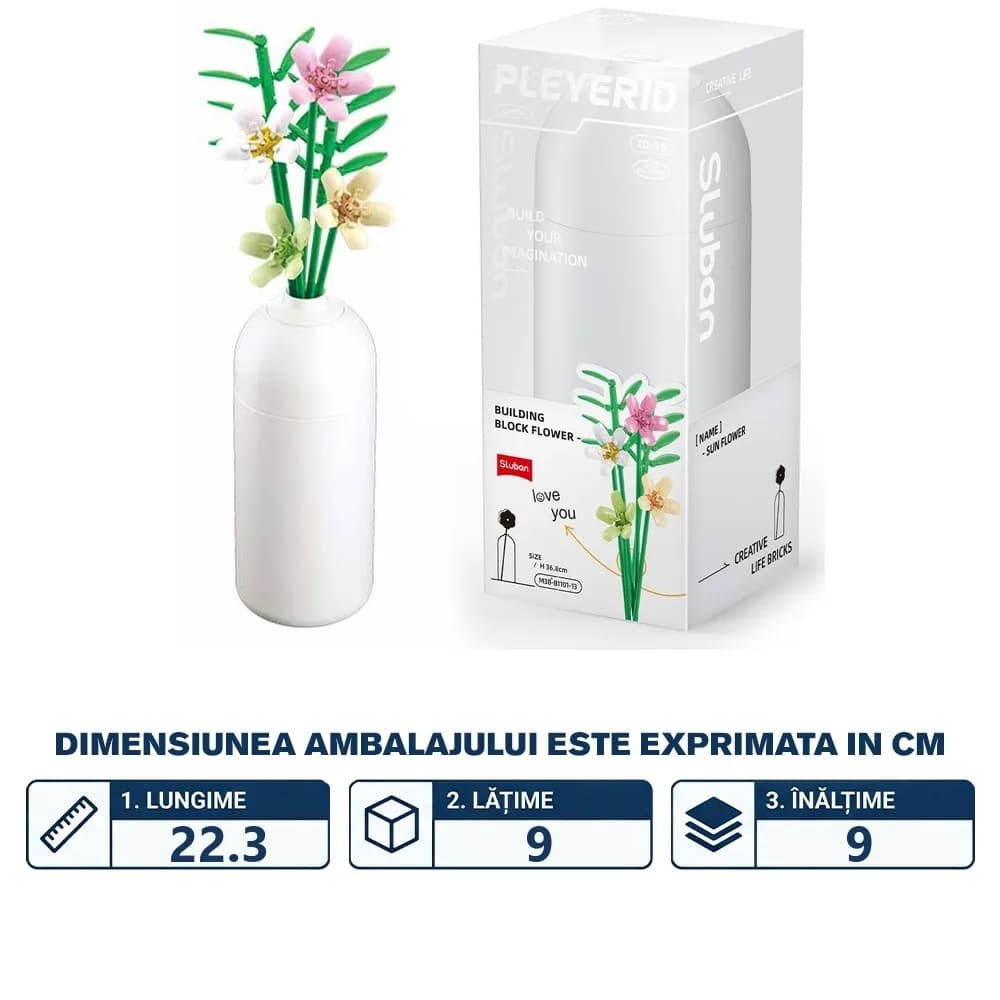 Set de Constructie Flowers, 241 piese, Frezie - Sluban — miniatură