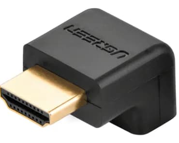 ADAPTOR video Ugreen, "HD112" cupla extender HDMI (T) la HDMI (M), 90 grade jos, rezolutie maxima 4K UHD (3840 x 2160) la 60 Hz, conectori auriti,negru "20109" - 6957303821099
