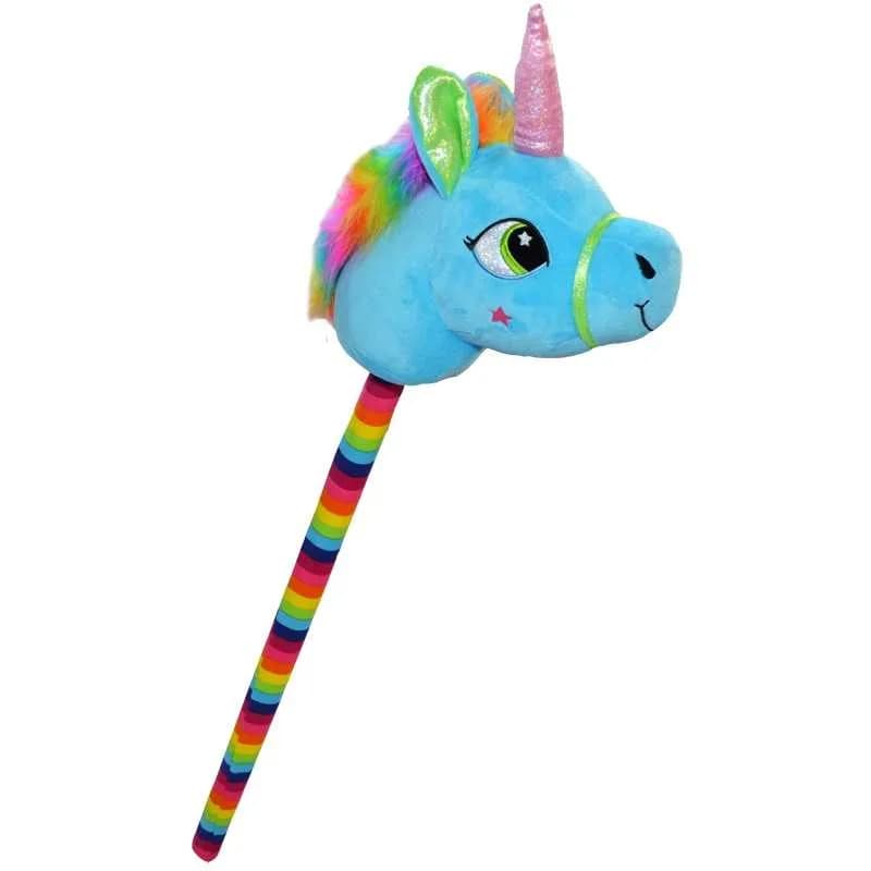 Unicorn de calarit, cu bat, cu sunet, mov/albastru/roz/galben, 80 cm — miniatură