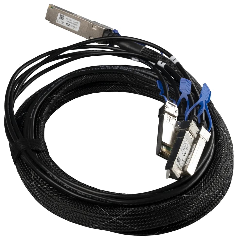 MikroTik "XQ+BC0003-XS+", QSFP28 40G to 4x SFP28 10G break-out cable, 3 metri