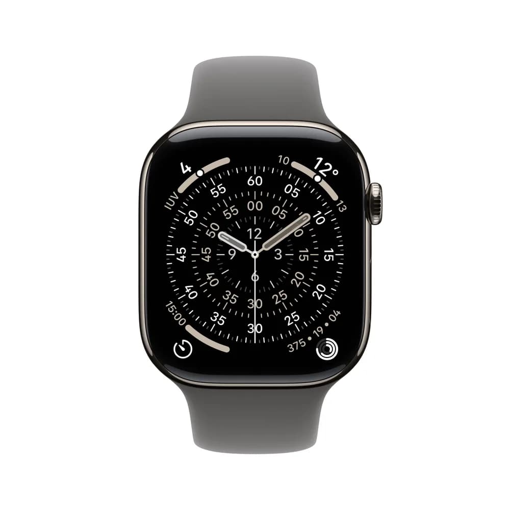 Apple Watch Series 11 GPS + Cellular 46mm Natural Titanium Case with Stone Grey Sport Band - S/M — miniatură