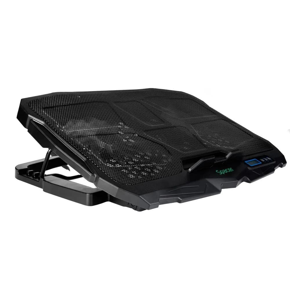 Stand Spacer notebook 17″ Gaming, sita metal, Airflow: 72CFM, 2xfan 12.5cm, 2xfan 7cm cu led albastru, ventilatoare 125 mm x 2 buc, 70 mm x 2 buc, viteza rotatie maxima 1500 +/-10% RPM — miniatură