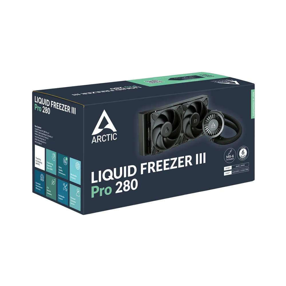 COOLER Arctic "Liquid Freezer III Pro 280", skt. LGA1851, LGA 1700, AM4, AM5, racire cu lichid, 2 x 140mm P14 Pro, 800 - 2800 RPM, negru "ACFRE00179A" — miniatură