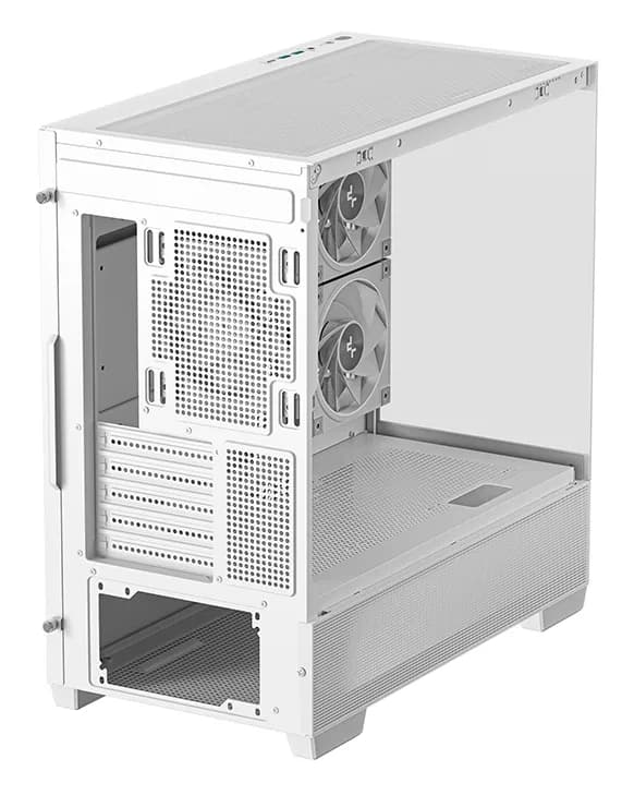 CARCASA DeepCool "CG380 Wh", middle tower, gaming, fara sursa, suporta 9xfan, 3xfan inclus, PSU shroud, USB Type-C x 2, USB 3.2 gen 1 x 2, audio+mic, 5 sloturi expansiune, alb, "R-CG380-WHAGM3-G" — miniatură