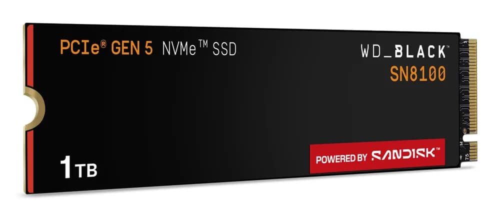 SSD WD Black SN8100 1TB M.2 2280 PCIe Gen5 x4 NVMe, Read/Write: 14900/11000 MBps, IOPS 1600K/2400K, TBW: 600 "WDS100T1X0M-00CMT0" — miniatură