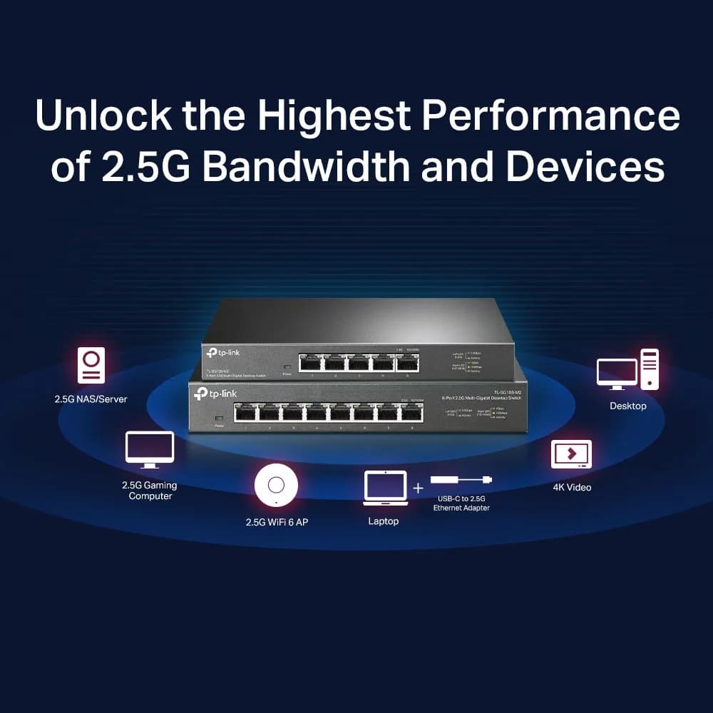 SWITCH TP-LINK 5 porturi 2.5 Gigabit. carcasa metalica "TL-SG105-M2" — miniatură