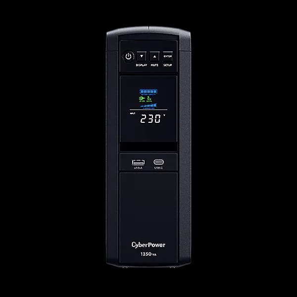 UPS CYBER POWER Line Int. cu Sinusoida Pura,tower,1350VA/ 780W AVR,6xShucko,LCD,2x 12V/7Ah,Backup 2-9min,incarc.8h,USB,RS232,RJ45,GreenP,seria CP "CP1350EPFCLCD" — miniatură