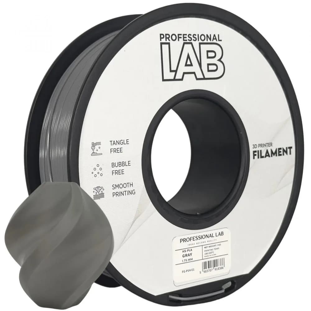 Filament 3D Proffesional Lab, Diamentru 1.75mm, Greutate: 1KG, Culoare: Gri, Material: PLA, Temperatura: 180-240c.
