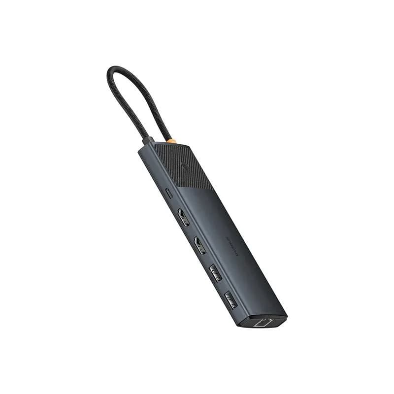 DOCKING Station Baseus Metal Gleam Series II 10-in-1, conec PC USB-C, USB 3.0x2, USB Type-Cx1, USB-Type-Cx1 PD 100W, HDMIx2/4K/60Hz, Gigabit RJ-45x1,card readerx1,LED, gri "B00061800123-01" - 6932172689667 — miniatură