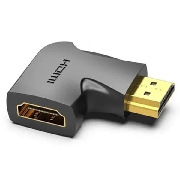 Adaptor video Vention, HDMI(T) la HDMI(M), rezolutie maxima 4K la 60Hz, conectori auriti, unghi 90 grade, invelis PVC, adaptor vertical, negru, "AIPB0" - 6922794747913