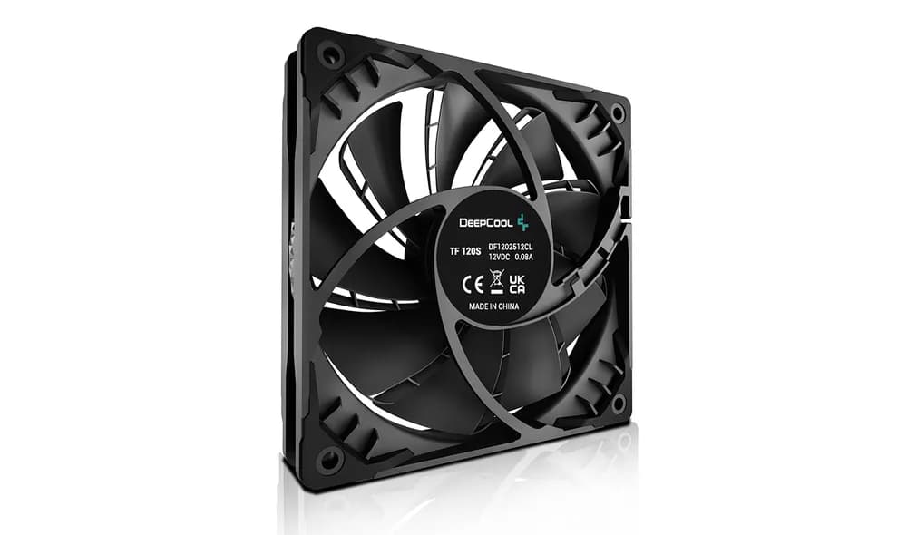VENTILATOR DEEPCOOL PC TF120S BLACK, 120x120x25 mm, 1500rpm, control PWM, fara LED, 1 ventilator, 4-pin PWM, negru, "DP-GS-H12FDB-TF120S-BK" — miniatură