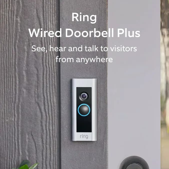 Sonerie inteligentă Ring, Alexa, video HD, microfon și difuzor integrate, Argintie, cu fir — miniatură