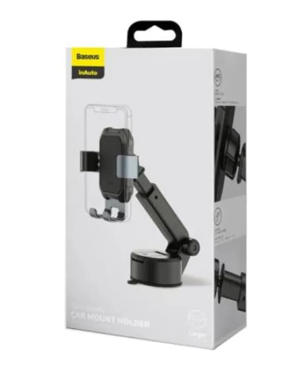 SUPORT AUTO Baseus Simplism pt. SmartPhone, fixare parbriz sau bord prin ventuza, metalic, negru "SUYL-TK01" - 6953156226326 — miniatură