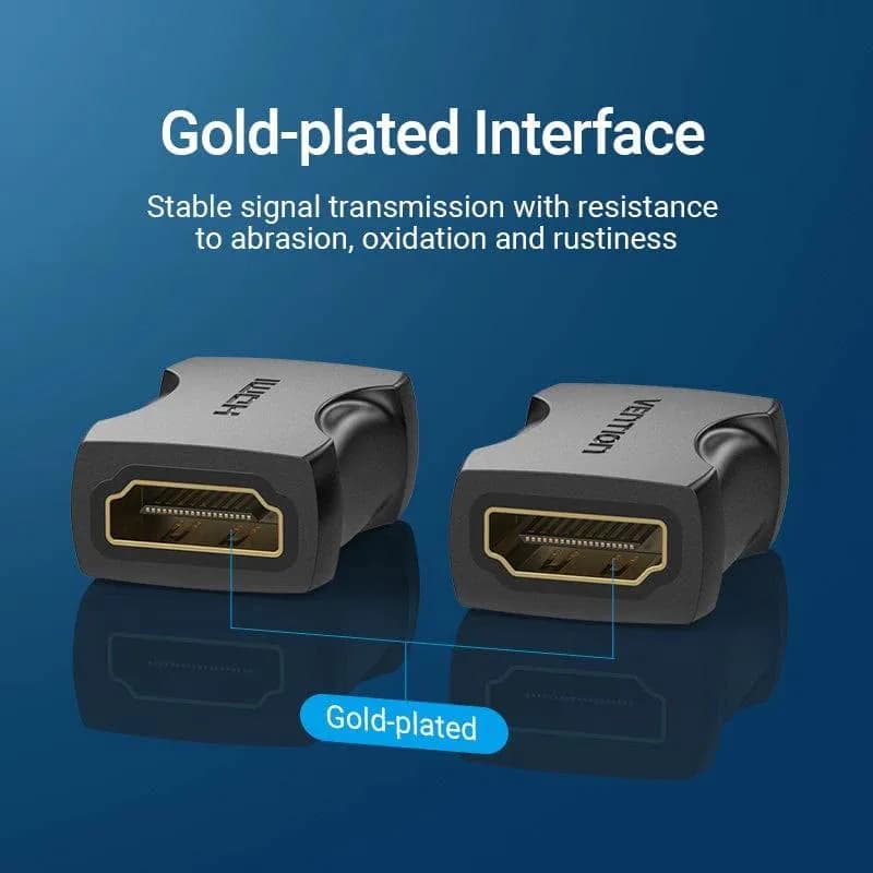 Adaptor video Vention, cupla HDMI (M) la HDMI (M), rezolutie 4K la 60Hz, bidirectional, conectori auriti, negru, "AIRB0-2" - 6922794747968 — miniatură