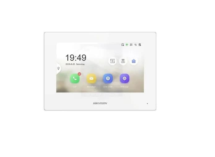 Monitor videointerfon Hikvision DS-KH6320Y-WTE2/WH, 2 fire, 4 7-inch IPS touch screen, rezolutie: 1024 × 600, TFT, fara butoane, temperatura de functionare: -10 °C to 50 °C, culoare: alb.