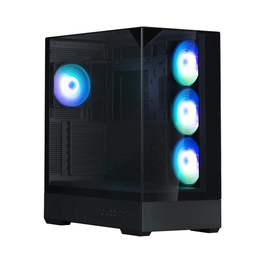 CARCASA Zalman "P40 Prism Plus", middle tower, gaming, fara sursa, suporta 9xfan, 4xfan inclus, PSU shroud, afisaj electronic, USB Type-C x 1, USB 3.1 gen1 x 2, audio+mic, 7 sloturi expansiune, negru, "P40 Prism Plus Black"