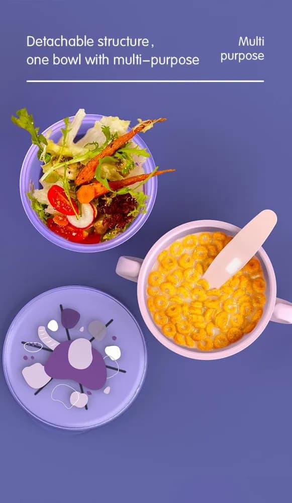 Bol 2 in 1 pentru snackuri cu lingurita, mov, U-Grow — miniatură