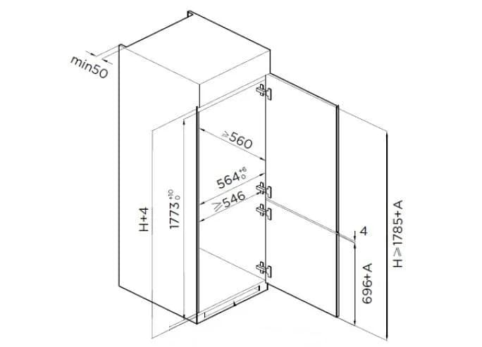 Combina frigorifica HEINNER HC-BIM271INVE++, 271 l, Clasa E, incorporabila, Compresor Inverter Alb — miniatură
