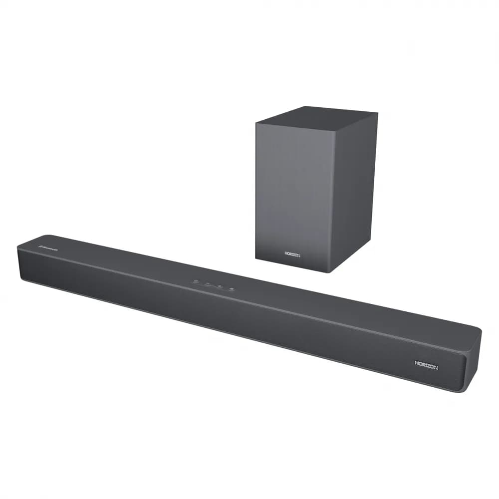 SOUNDBAR HORIZON HAV-S2630W / System 2.1 / Max Audio Power 110W (30W x2 + 50W) / Wireless Subwoofer / Digital Optical / AUX (3.5mm) / HDMI-ARC (CEC) / BT 5.4 / USB Playback / DOT-Matrix Display / Remote + Button Keys / Impedance: 4Ω x2 + 4Ω / Signal to Noise Ratio (SNR): 73dB / Wall- Mount Ready / — miniatură