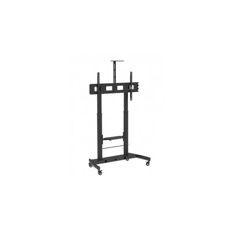 Stand TV mobil pe roti, 52-110 inch, 2 rafturi suport multimedia, TECHLY, negru, ICA-TR45 "ICA-TR45"