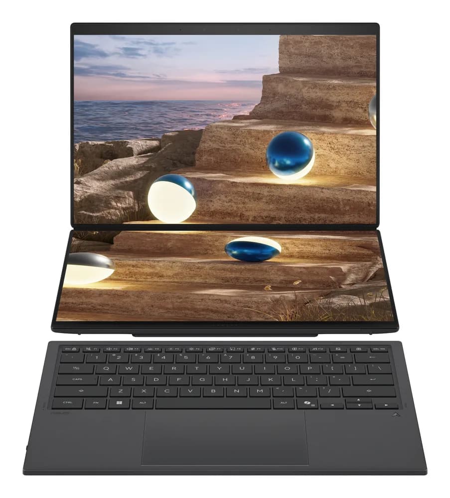 14 Zenbook DUO UX8407AA, 3K OLED 144Hz Touch, Procesor Intel® CoreTM Ultra X9 388H (18M Cache, up to 5.10 GHz), 32GB LPDDR5X, 1TB SSD, Intel Arc B390, Win 11 Pro, Moher Gray "UX8407AA-SN231X" — miniatură