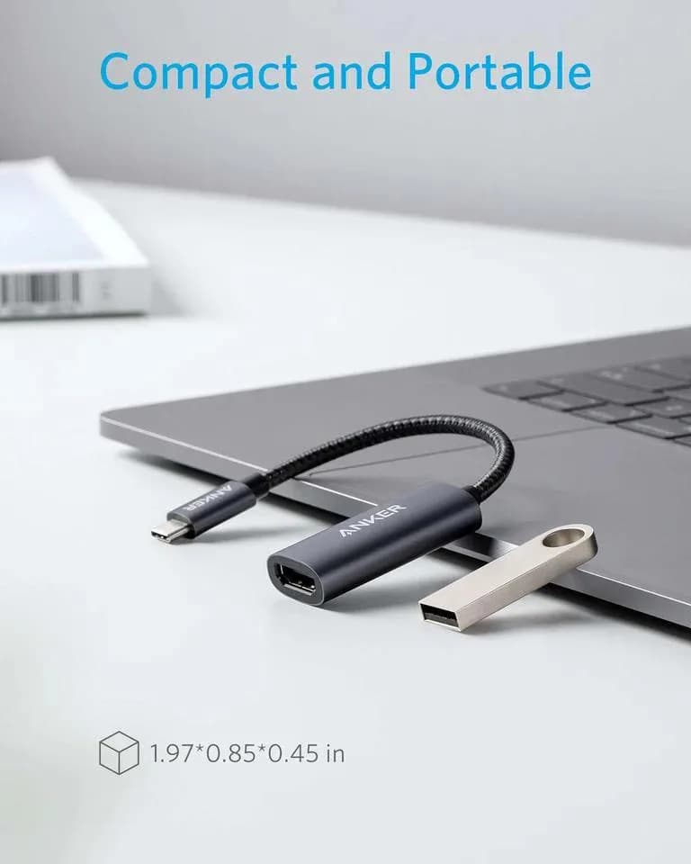 Adaptor video Anker, USB Type-C la HDMI(M), rezolutie 4K la 60Hz, PVC, negru, "A83120A2" - 194644075804 — miniatură