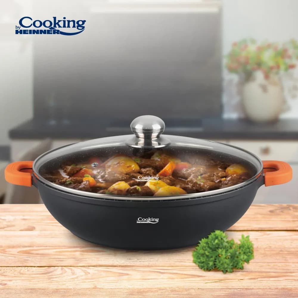 CRATITA ALUMINIU+CAPAC 32X8.5CM,5.5L,DARK LINE, COOKING BY HEINNER — miniatură