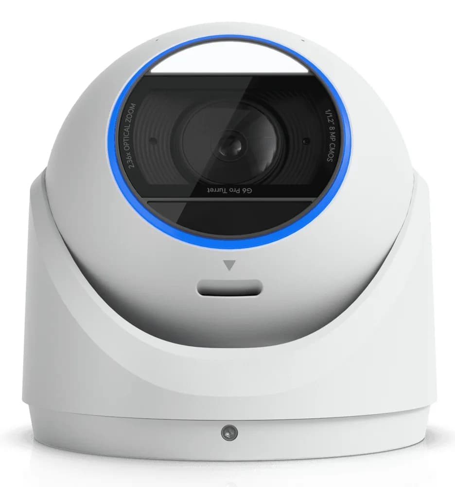 Ubiquiti UVC-G6-Pro-Turret-W All-weather tamper-resistant 4K PoE+ camera with a Multi-TOPS AI engine, 2.36x optical zoom, and a large 1/1.2" CMOS sensor "UVC-G6-PRO-TURRET-W" — miniatură