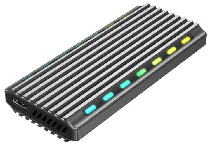 RACK extern GEMBIRD, pt. SSD, M.2, M.2 S-ATA NGFF si M.2 PCIe NVME, interfata PC USB 3.1, RGB LED backlight, aluminiu, argintiu, "EE2280-U3C-03"
