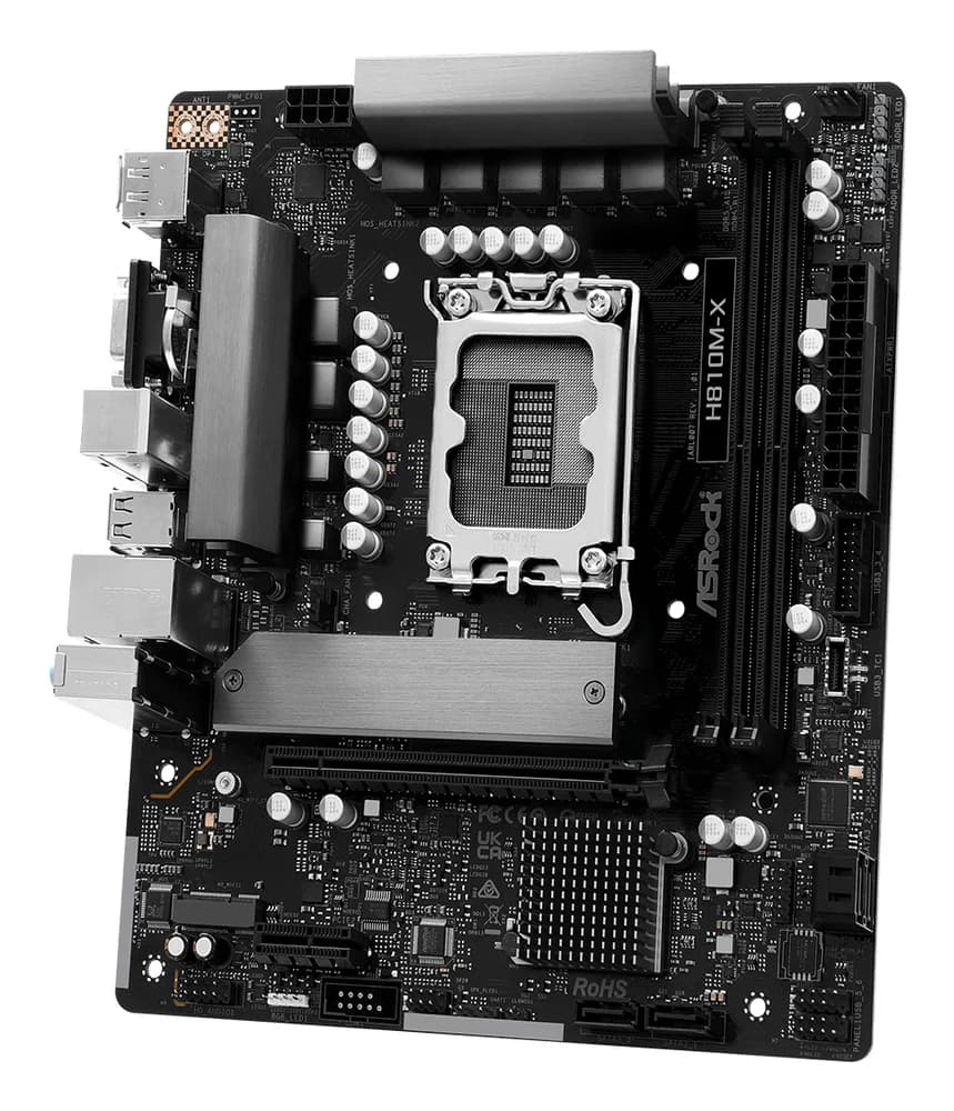 Placa de baza AsRock "H810M-X ", skt. LGA 1851, chipset Intel H810, mATX, 2 x DDR5 max. 128 GB, USB 3.2 gen1 A, Type-C, USB 2.0, 2.5 GHz Lan, 4 x SATA, 2 x M.2, PCIe 4.0, HDMI, VGA, DisplayPort, "H810M-X " — miniatură