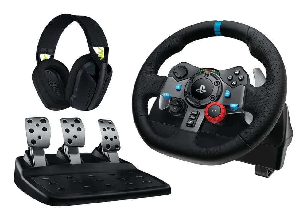 LOGITECH G29 EU + G435 Black Gaming Controller Aluminium Black USB Steering wheel + pedals + headset PC "991-000539"