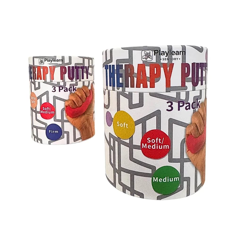 Plastilină Terapeutică (Set de 3) Moale (Galben), Moale/Medie (Roșu) și Medie (Verde) — miniatură