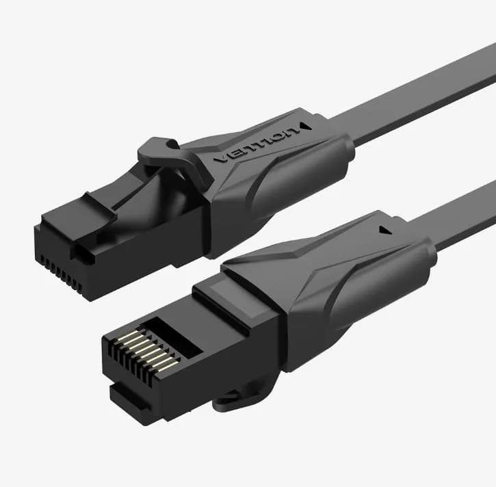 Patch Cord UTP Vention, Cat. 6, 1m, flat cable, conductor cupru - aluminiu, viteza max transfer 1 Gbps, invelis PVC, negru, "IBABF" - 6922794722378