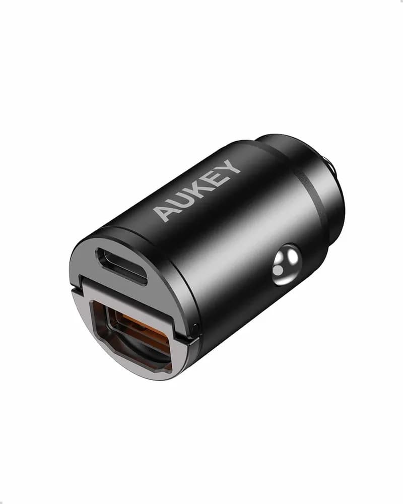 Alimentator Smartphone auto Aukey, CC-A3, 30W, fast charge, alimentare bricheta, 1 x USB-C, 1 x USB-A, negru, "LLTSN1017990" - 608119202393