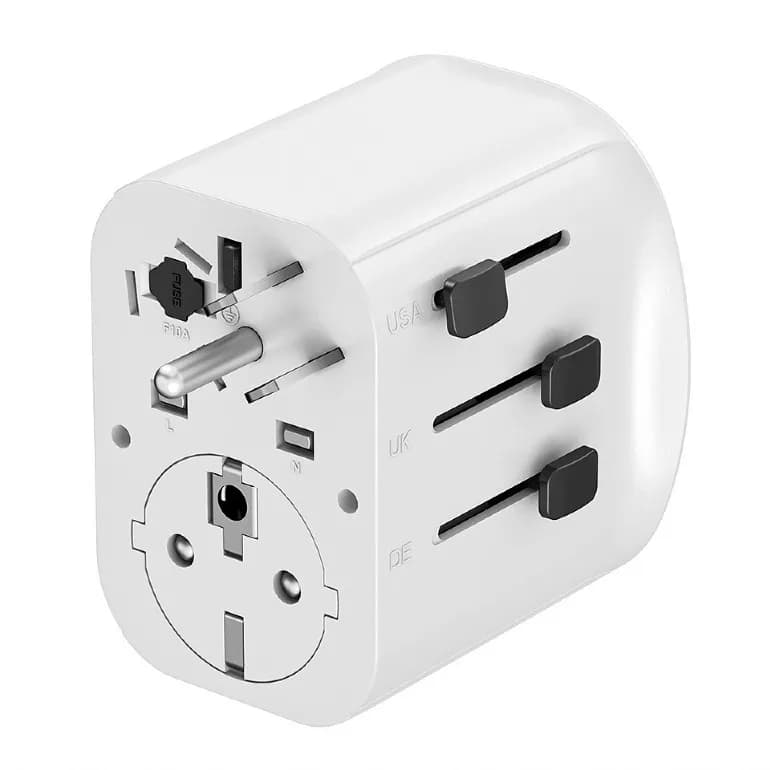 ADAPTOR GEMBIRD, universal, conectori: US/UK/EU/AU, 1x USB Type-C 15W, 2x USB-A 12W, siguranta 10A, max. 2300W, alb, "TPA-EU2A1C15-01-W" — miniatură