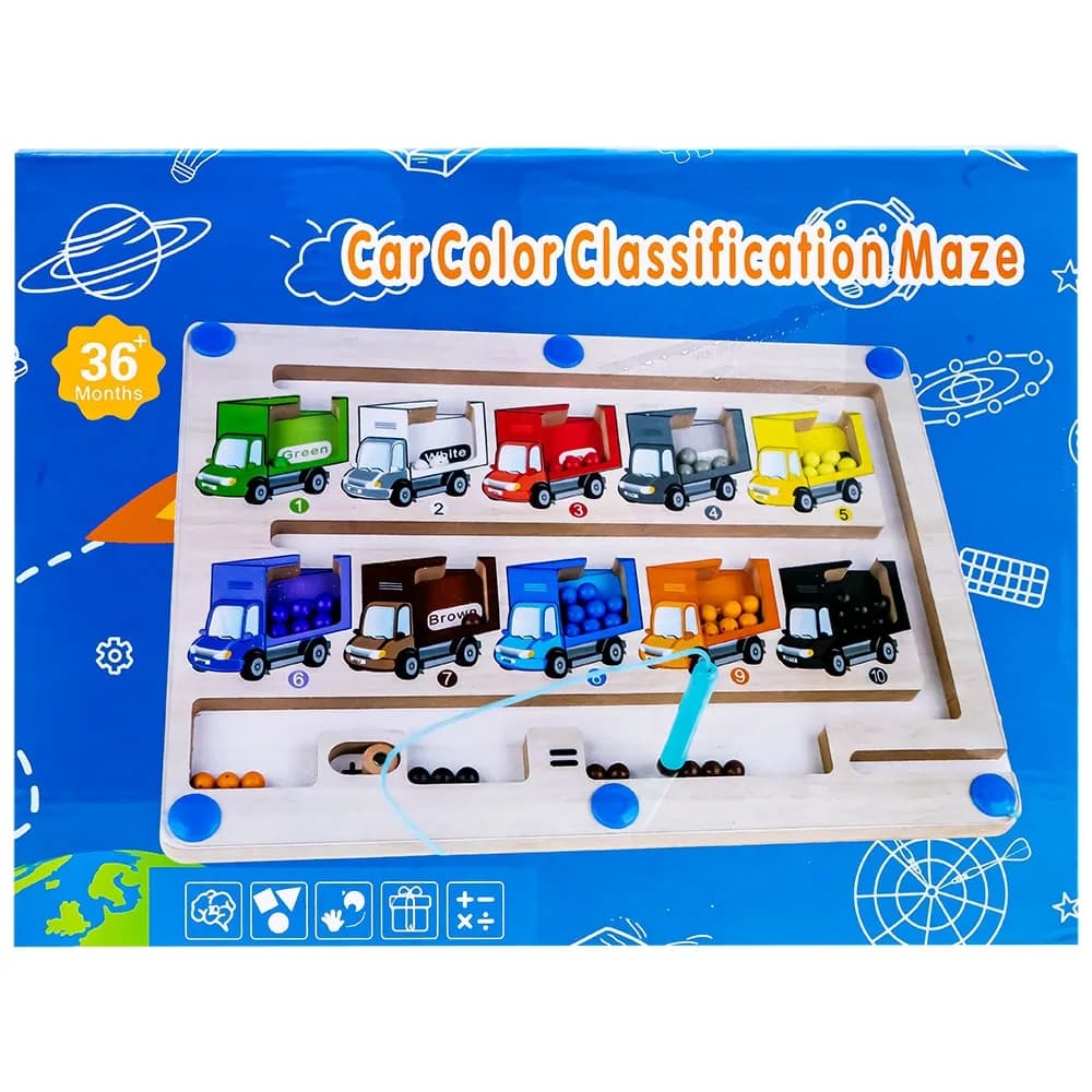 Joc magnetic din lemn, Masinute — miniatură